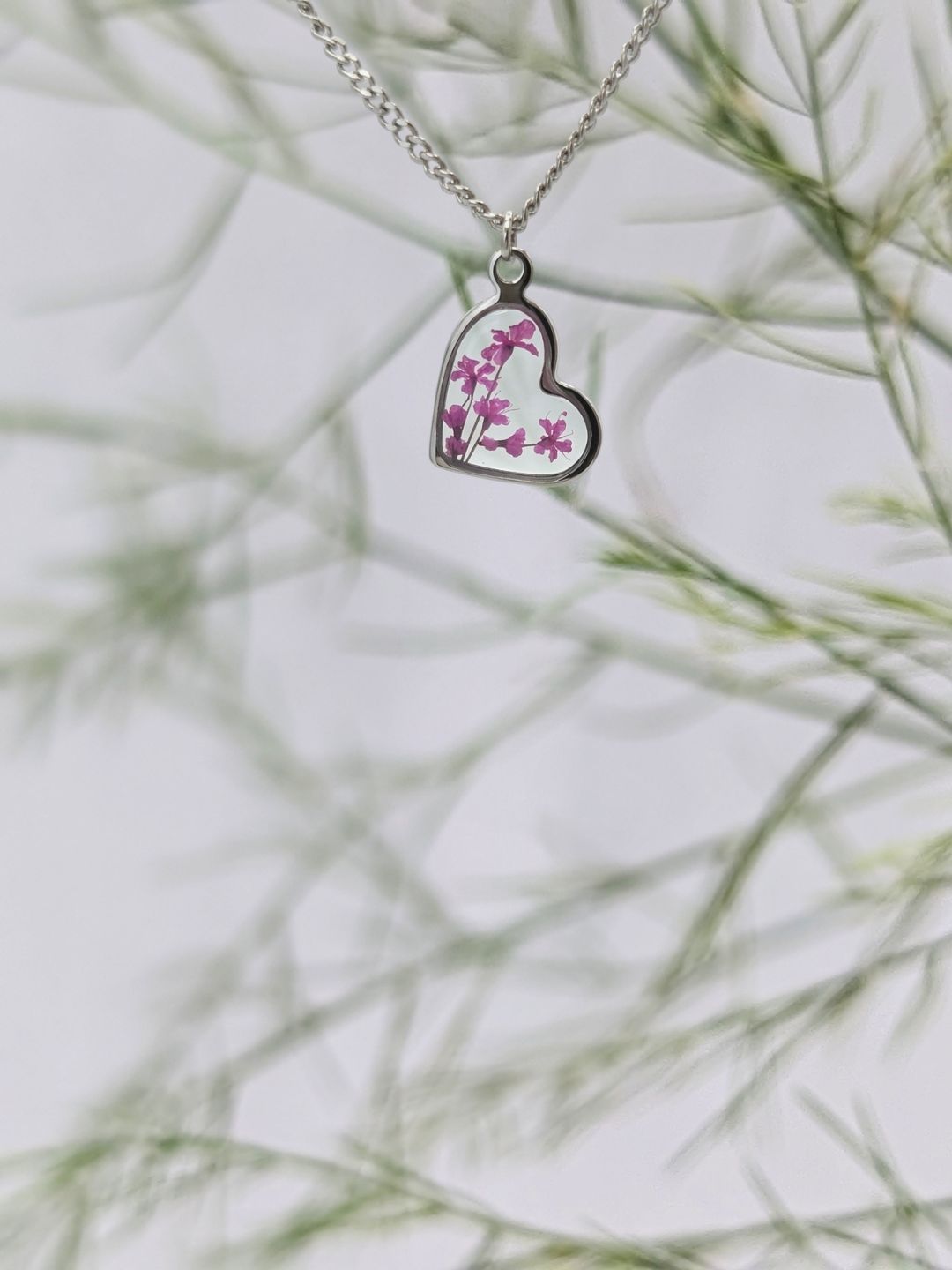 Heart Floral Necklace — Real Pressed Flower Heart Pendant