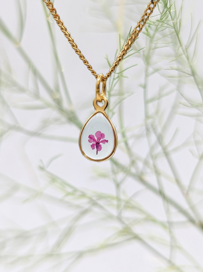 Teardrop Queen Anne's Lace Necklace — Real Pressed Wildflower Pendant