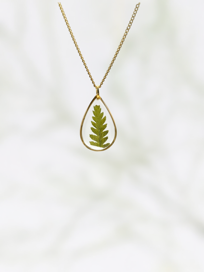 Fern Necklace — Real Pressed Fern Leaf Pendant