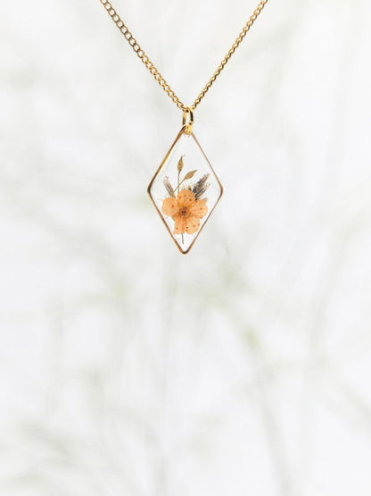 Diamond Garden Spirea Necklace — Real Pressed Flower Pendant