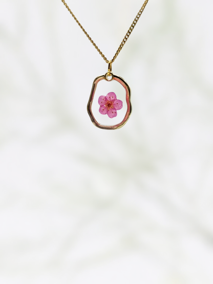 Mini Plum Blossom / Spirea Necklace — Real Pressed Flower Pendant