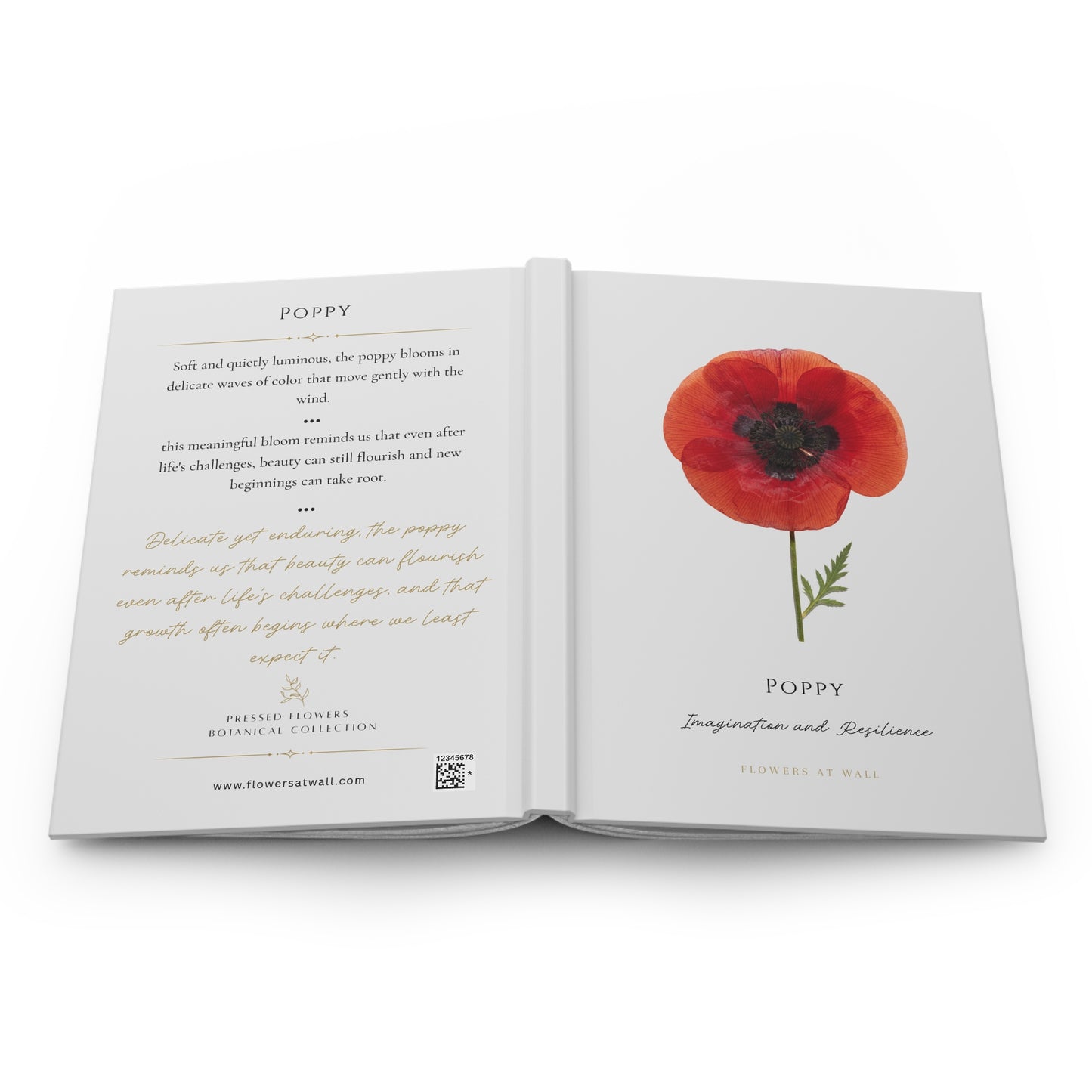AUGUST | Poppy Birth Flower Journal — Hardcover Botanical Notebook