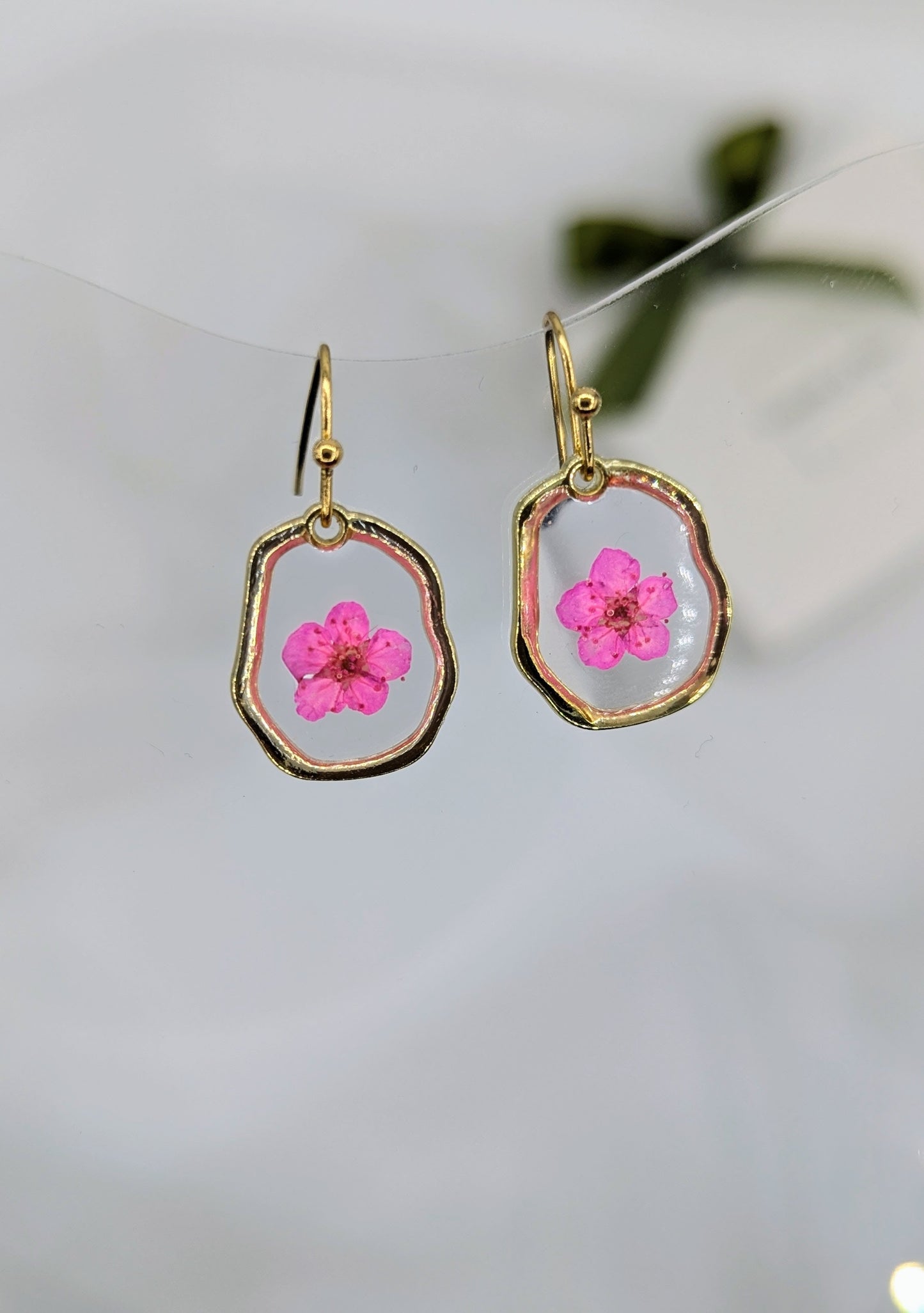 Spirea Bloom Earrings — Real Pressed Flower Earrings