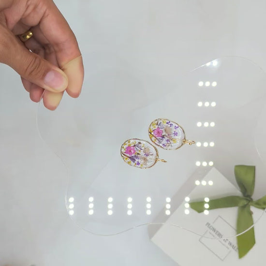 pressed flowers earrings, botanical garden earring, flower earring, pressed flower, 