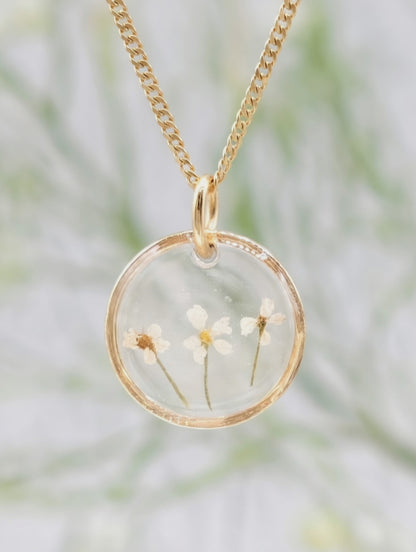 Queen Anne's Lace Necklace — Real Pressed Wildflower Pendant